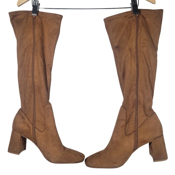 Nordstrom Rack Women's Tan Suede Block Heel Knee High Boots Size 10M - Picture 9 of 11
